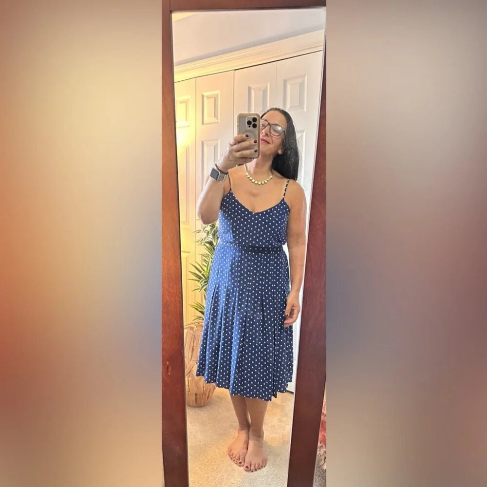 J.Crew blue and white polka dot dress. Size 8 Like new condition.